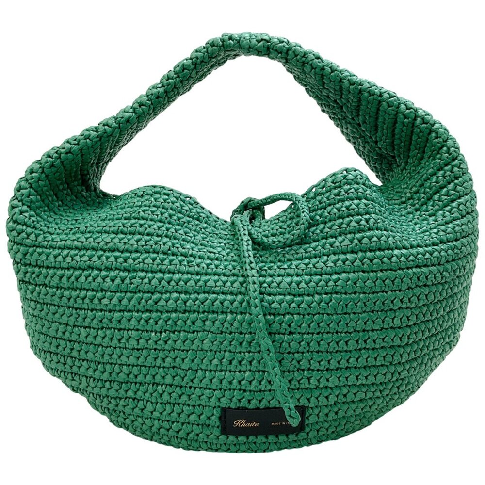 Khaite Green Raffia Medium Olivia Hobo Bag